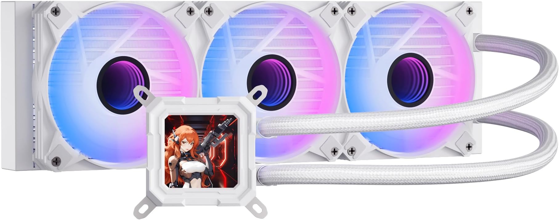 darkFlash DV360S All-in-one Liquid CPU Cooler, 3.2” LCD Screen with 320 * 320 Resolution, ARGB Sync, PWM Fans 360mm Radiator, CPU PC Aio Cooler Compatible with Intel 1851/1700, AMD AM4/AM5 (White)