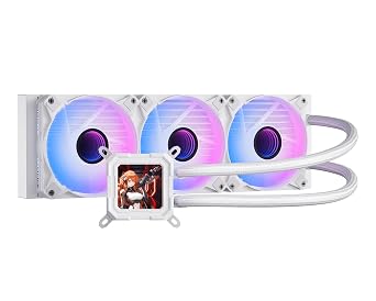 darkFlash DV360S All-in-one Liquid CPU Cooler, 3.2 LCD Screen with 320 * 320 Resolution, ARGB Sync, PWM Fans 360mm Radiator, CPU PC Aio Cooler Compatible with Intel 1851/1700, AMD AM4/AM5 White