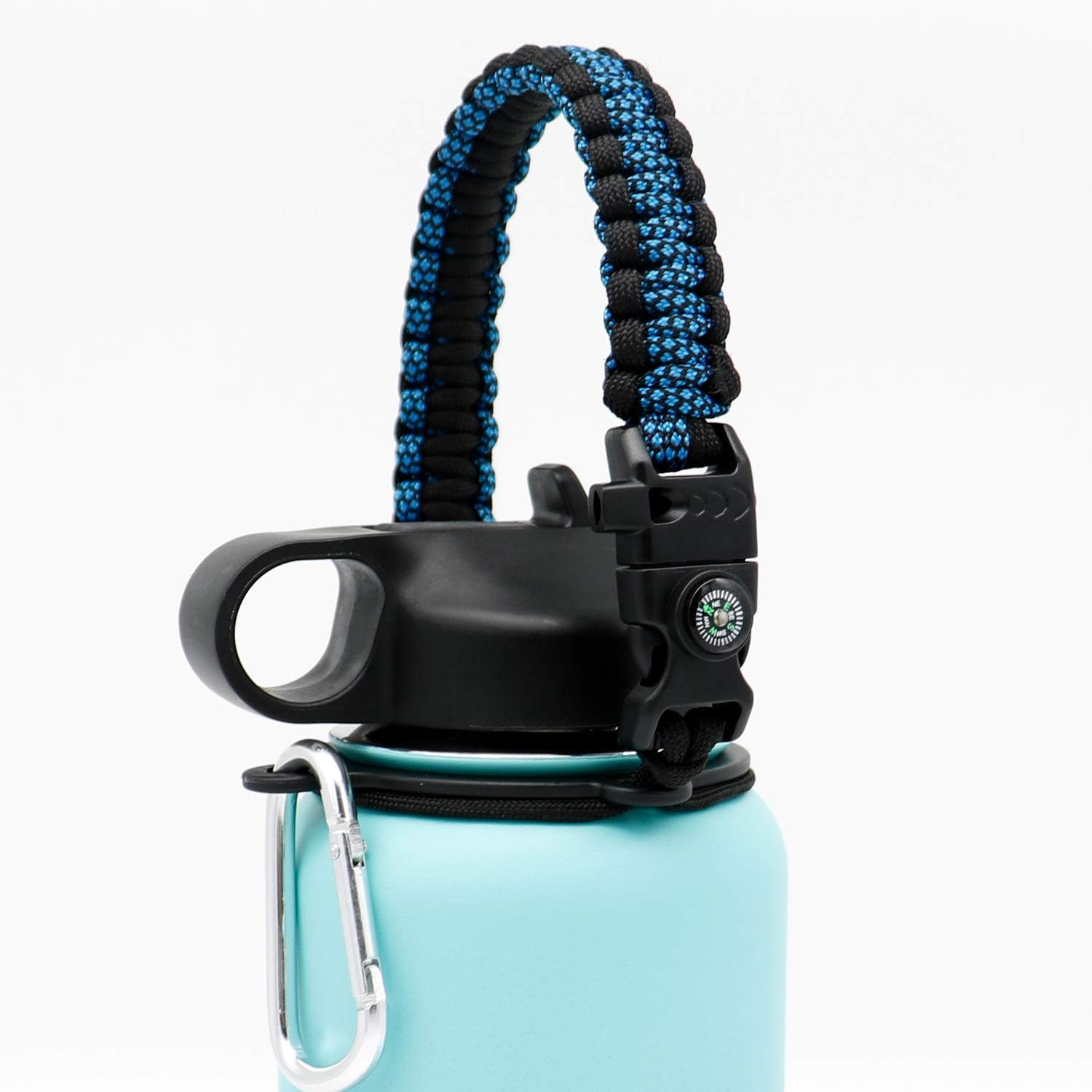 slolife Handle for Hydro Flask Water Bottle - Paracord Handle with Safety Ring Carabiner Strap Cord for Wide Mouth Bottle Multicolor 12-64oz