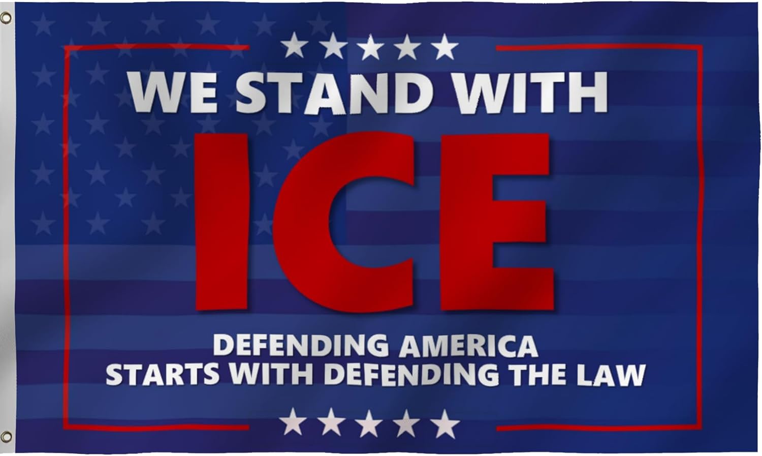 We Stand With ICE American Flag 3X5FT, Defending America Flags, Double Sided 3Ply, Vivid Color and Fade Proof,Canvas Header and Double Stitched with 2 Brass Grommets, Indoor, Outdoor, Gifts. (Blue, 3x5ft3ply)