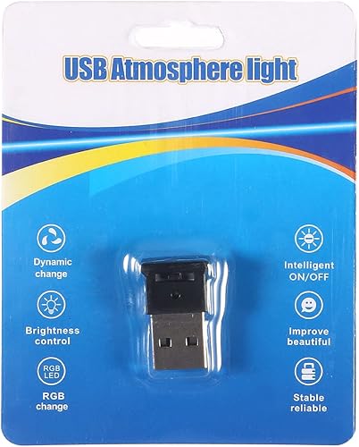 Miniatura 7 de AITIAO 2 mini luces LED USB, 8 colores ajustables y brillantes, iluminación interior LED RGB para automóvil, luz de ambiente inteligente DC 5 V, luz
