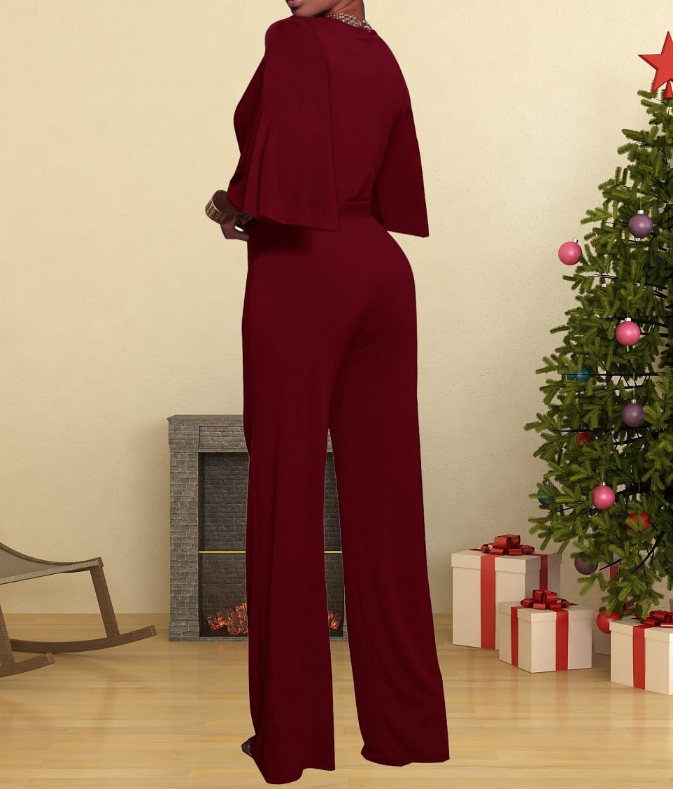 BessCops Womens Loose Short Sleeve Belted Wide Leg Pant Romper Jumpsuit Casual Business One Piece Outfits - Image 5