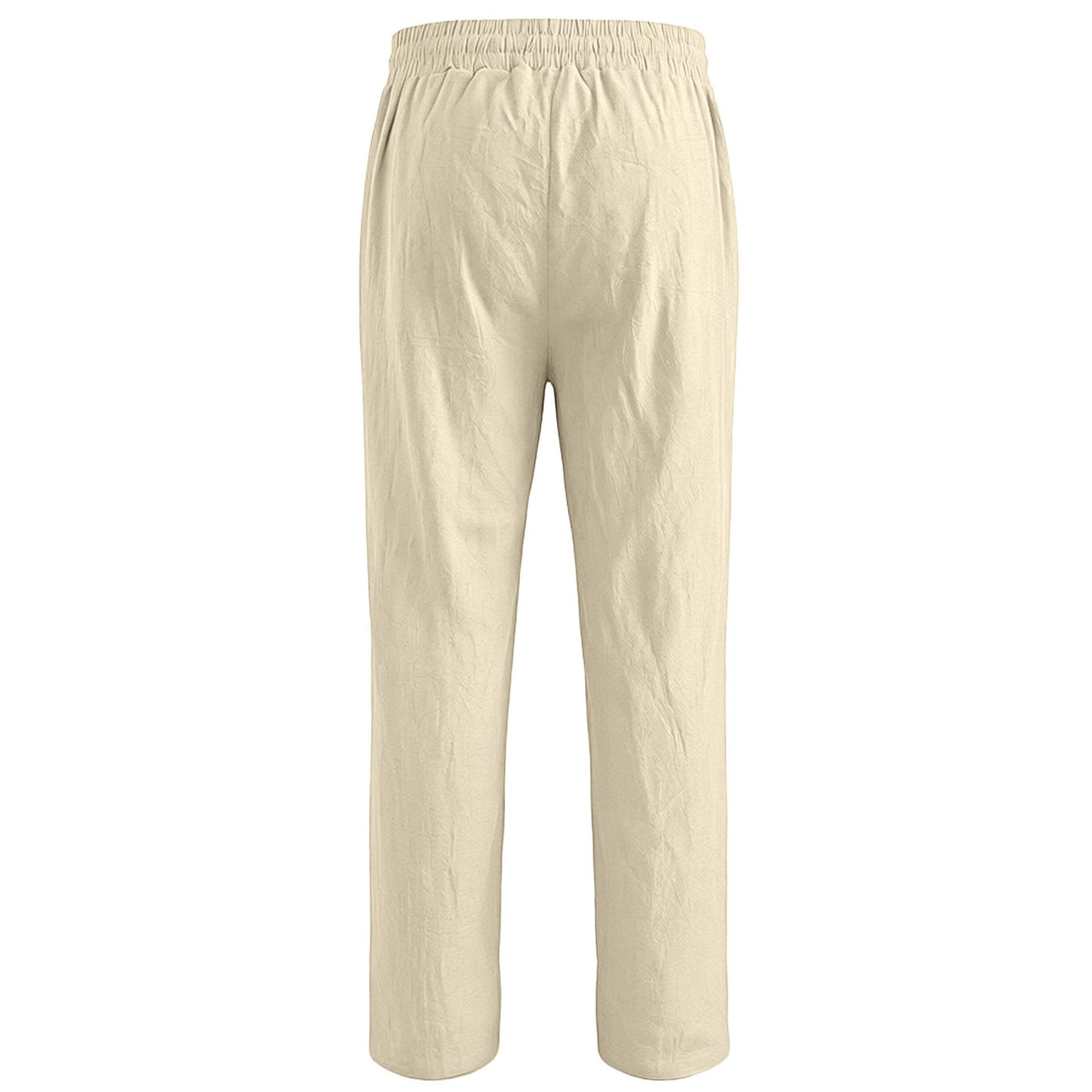 Herren-Hose aus Baumwollleinen, leger, Sport, gerades Bein