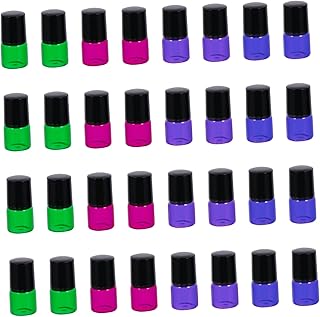 فوميز. مجموعة زجاجات دوارة للزيوت العطرية مكونة من 40 قطعة، زجاجات دوارة للزيوت العطرية وملمع الشفاه وعينات المكياج والعطور ومستحضرات التجميل والعطور وزجاجات الزيوت العطرية