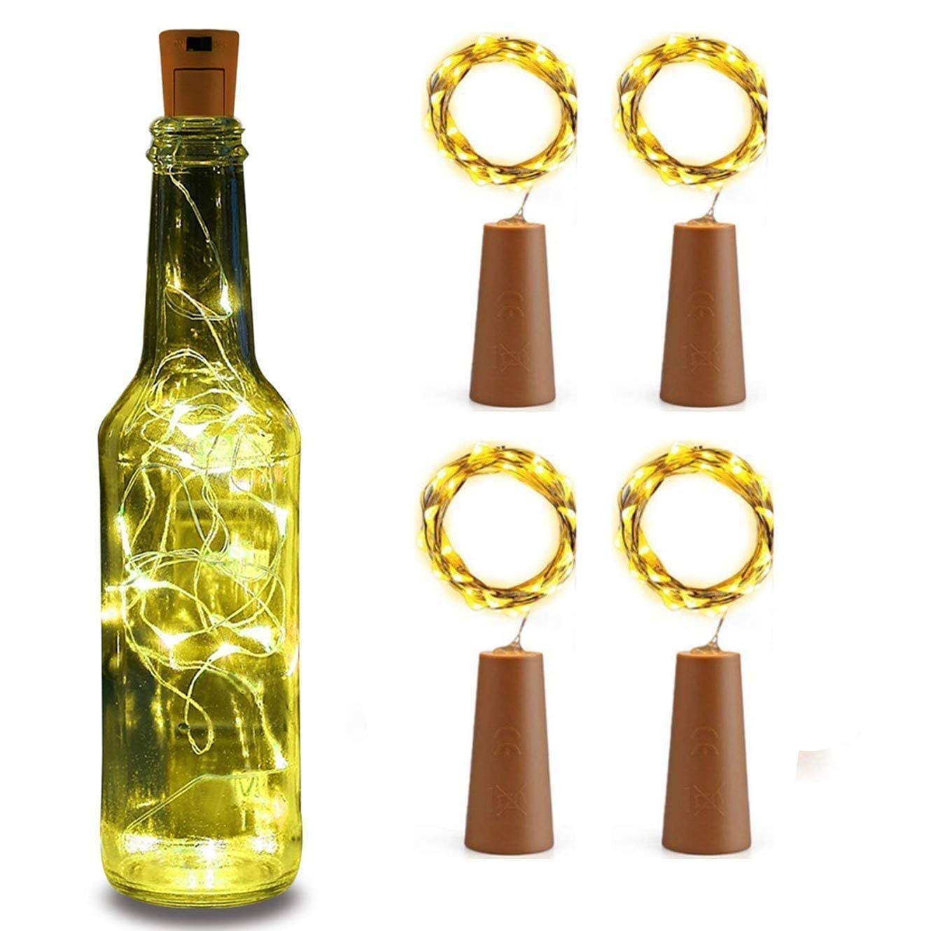 Stringa di luci in Filo di Rame con Sughero for Bottiglia di Vino da 20 LED, Funzionamento a Batteria da 2 m for Diwali, Natale, Valintine, Decorazione /631/3005