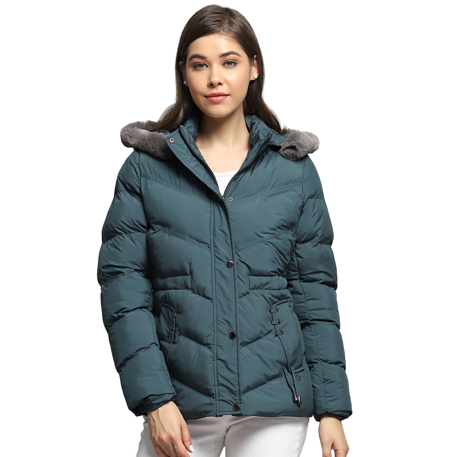 monte carlo Womens Solid Green Detachable Hood Full Sleeve Jacket-picture-12