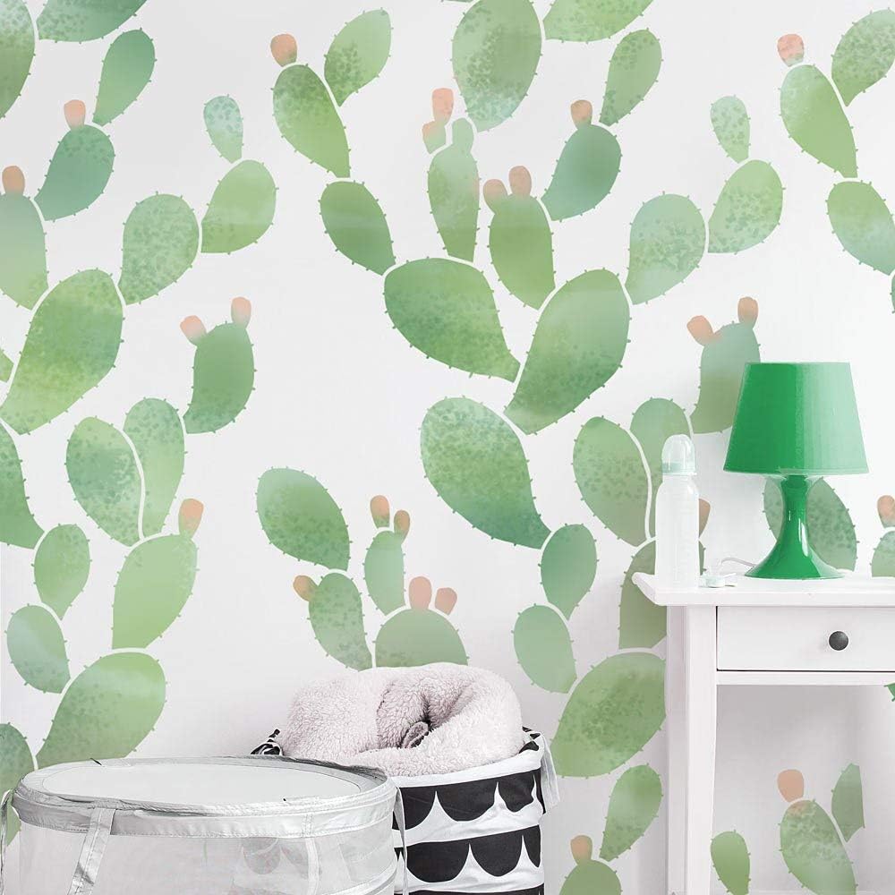 Prickly Pear Wall Stencil for Nursery – Large Wall Stencils for Nursery Décor – Try Stenciling Instead of Wallpaper!