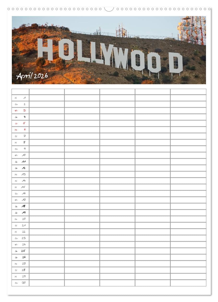 Kalifornien - Familienplaner 2026 (hochwertiger Premium Wandkalender 2026 DIN A2 hoch), Kunstdruck in Hochglanz: Familienplaner Kalifornien (CALVENDO Orte)