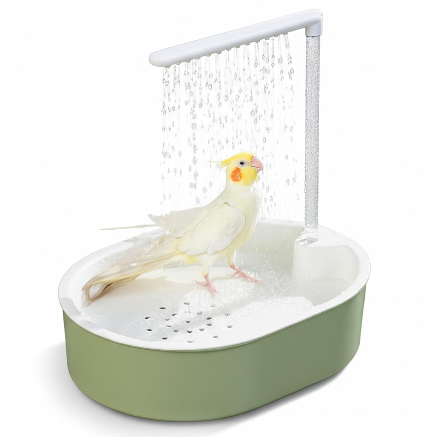 Ducha para pájaros automática con agua ajustable y sistema de lluvia fina USB