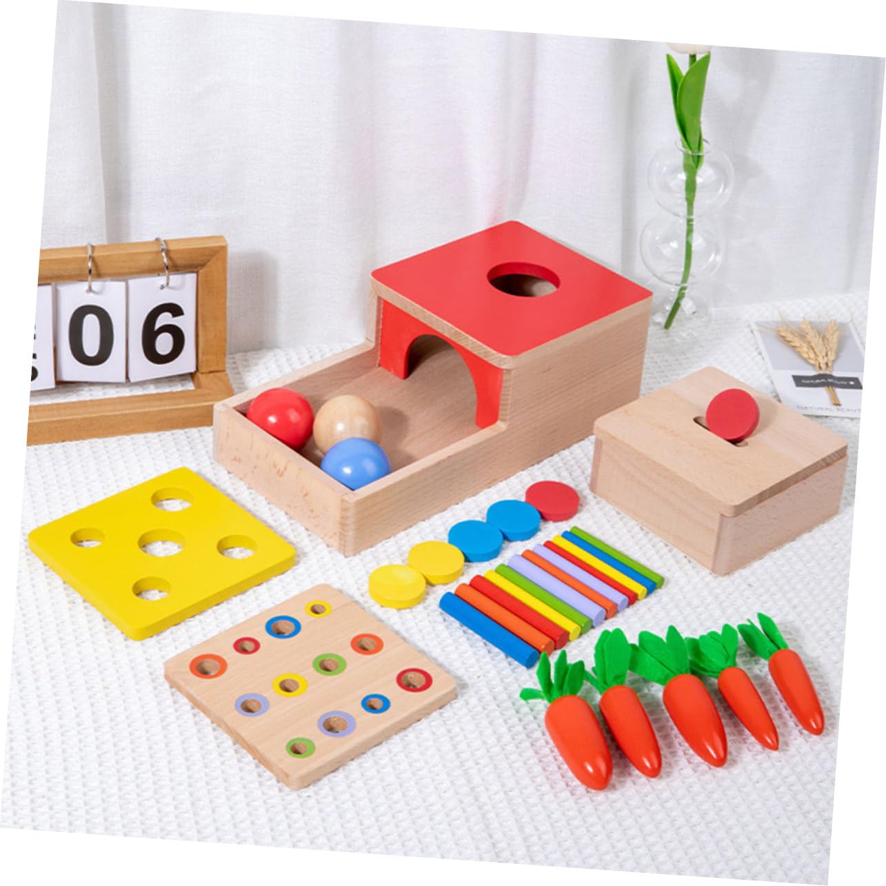 Juguete Montessori de Madera para Educativo de Coordinación Mano Desarrollo Habilidades Motoras Finas para Preescolar