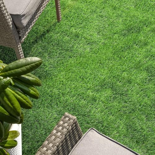 KARAT Sky Kunstrasen Outdoor Rasenteppich Meterware - Grasteppich - Rollrasen - Kunststoffrasen - Rasen für Balkon & Garten Rasen Teppichboden für Außen nach Maß 14mm Höhe, Riviera 100x100 cm