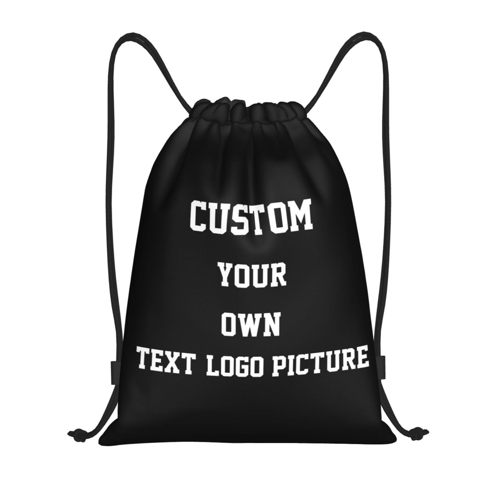 Custom Drawstring Bags with Print Photo/Text/Logo, Personalised Drawstring Backpack Sackpack for Sports Gym Travel Swimming Business, Design Your Own Draw String Bags Gifts for Birthday Christmas