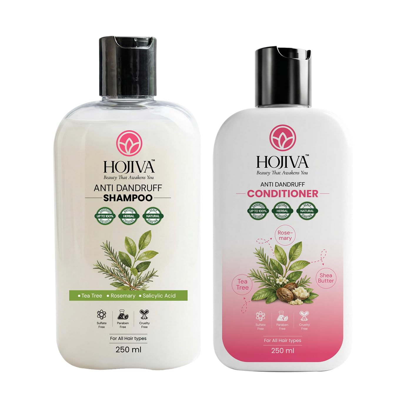 Anti Dandruff Shampoo and Conditioner Combo (250ml + 250ml) | | Tea Tree, Rosemary & Salicylic Acid for Itchy Scalp Relief, Flake Control & Soft Hair | Sulfate & Paraben Free (Pack of 2)-image-23