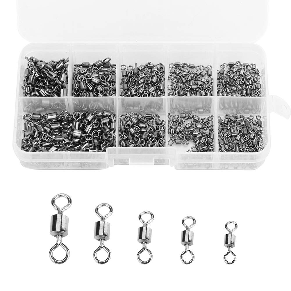 VGEBY Fishing Swivels, Stainless Steel Rolling Snap Bearing Swivels 210Pcs Connector for Freshwater Saltwater Ice Fishing Anglers and Professionals