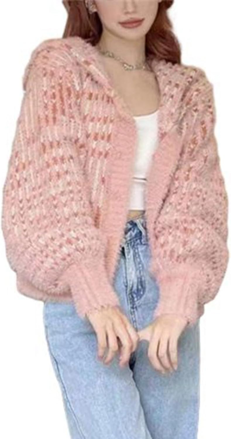 [GUREITOJP] ニット カーディガン セーラー襟 重ね着 レディース もふもふ ふわふわ ボタン付き 長袖 秋冬 セーター