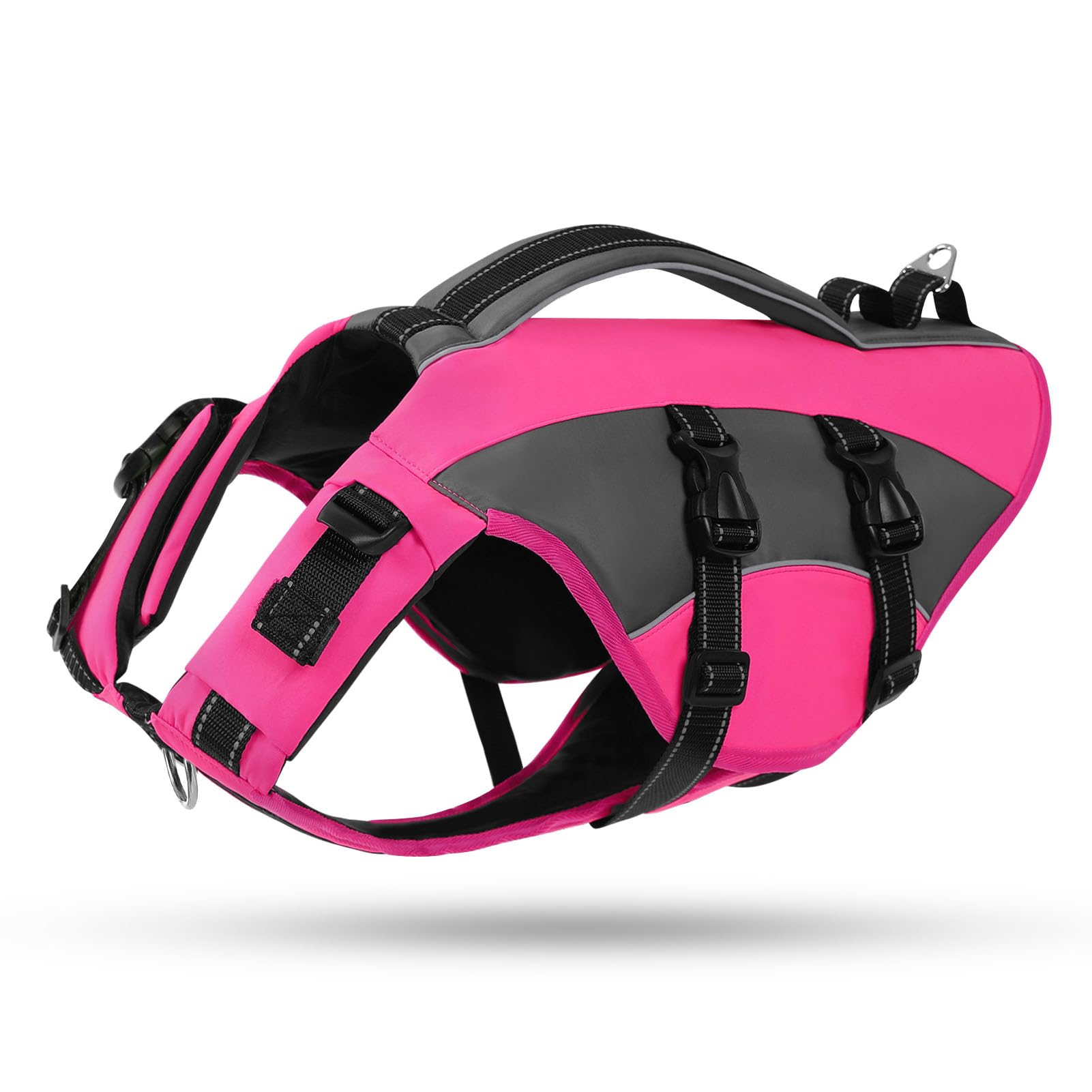 CITÉTOILE Hunde Schwimmweste mit Griff und Reflektierend, Einstellbare Rettungsweste für Kleine Mittel Große Hunde, Langlebigem für Wassersport Schwimmen und Bootfahren, Rosa, L