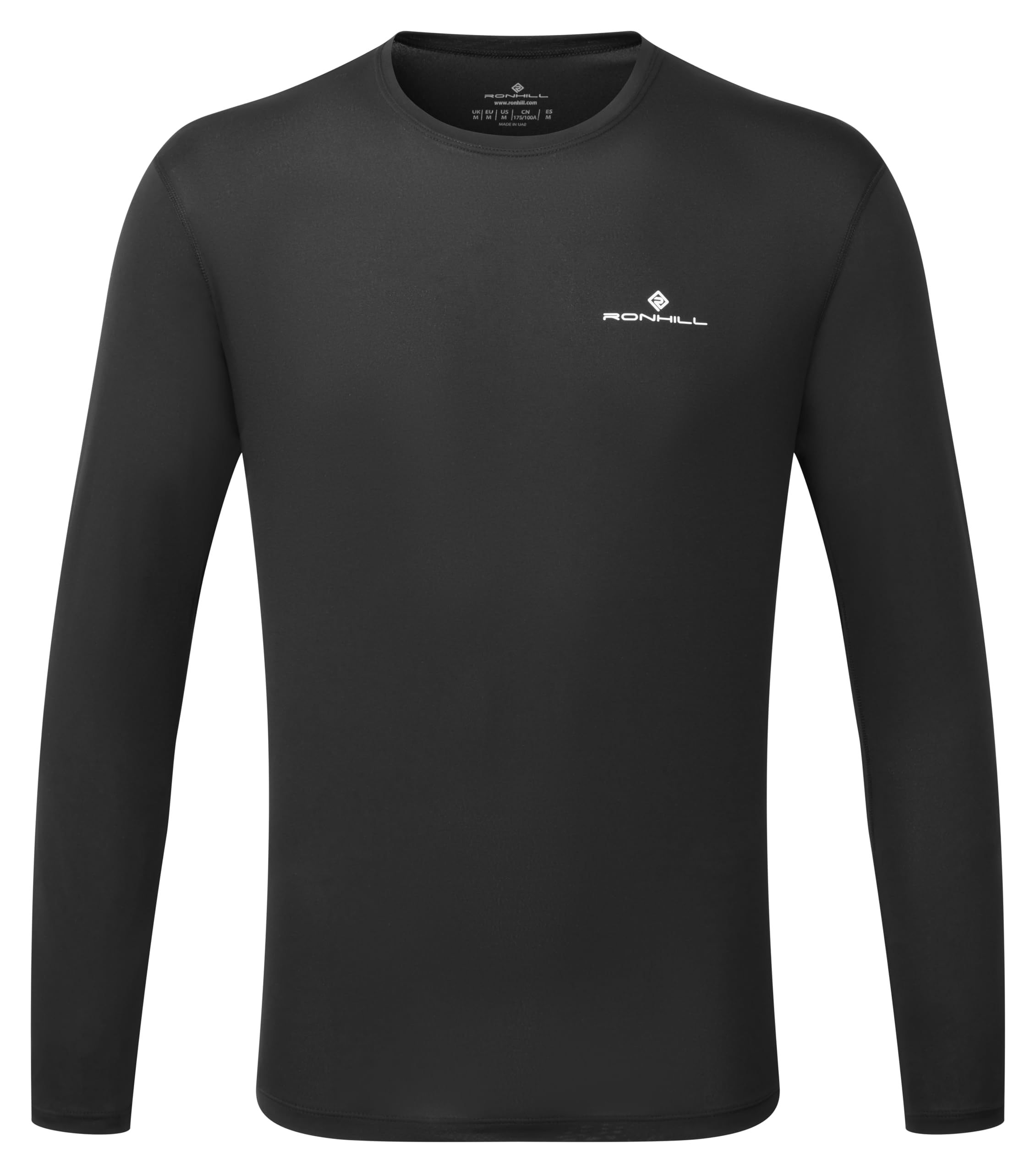 Ronhill Running, Men's Core L/S Tee, Black/Bright White, XL