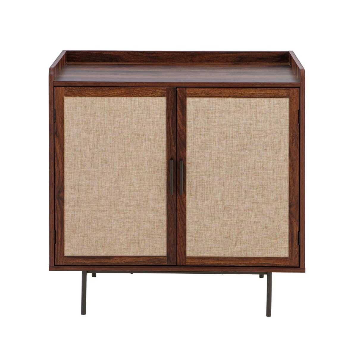 Calicosy - Aparador de 2 puertas, decoración de nogal con fachadas de tela, muebles de almacenamiento, salón, dormitorio, diseño vintage, compacto y elegante, colección Jetson, 80 x 39,5 x 79 cm