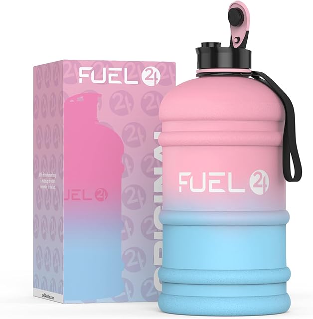 Fuel24 Jug - 2.2 Litre Water Bottle - Extra Strong Flex Material - Drop Proof, Pop or Straw Cap Options - 2.2L Large Gym Sports Bottle, BPA FREE