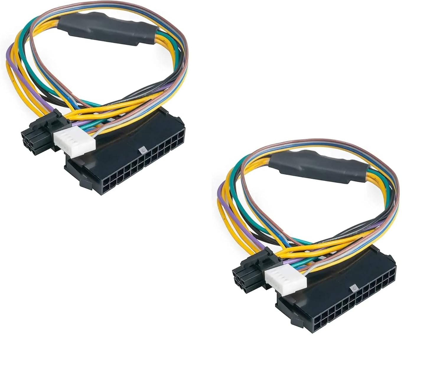ATX Main 24 Pin Female to 6 Pin Male 6 Pin PCI-E PSU Power Adapter Supply Cable Connector for HP Elite (Pack of 2)-Multicolor