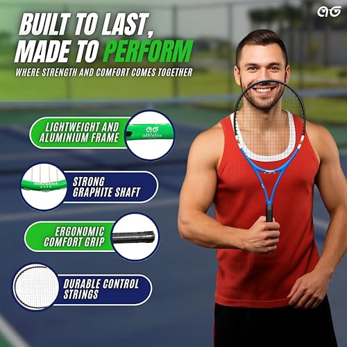 Miniatura 10 de Juego de raqueta de tenis ligera para 2 jugadores, raquetas recreativas de 27 pulgadas para adultos, para hombres, mujeres y jóvenes, paquete