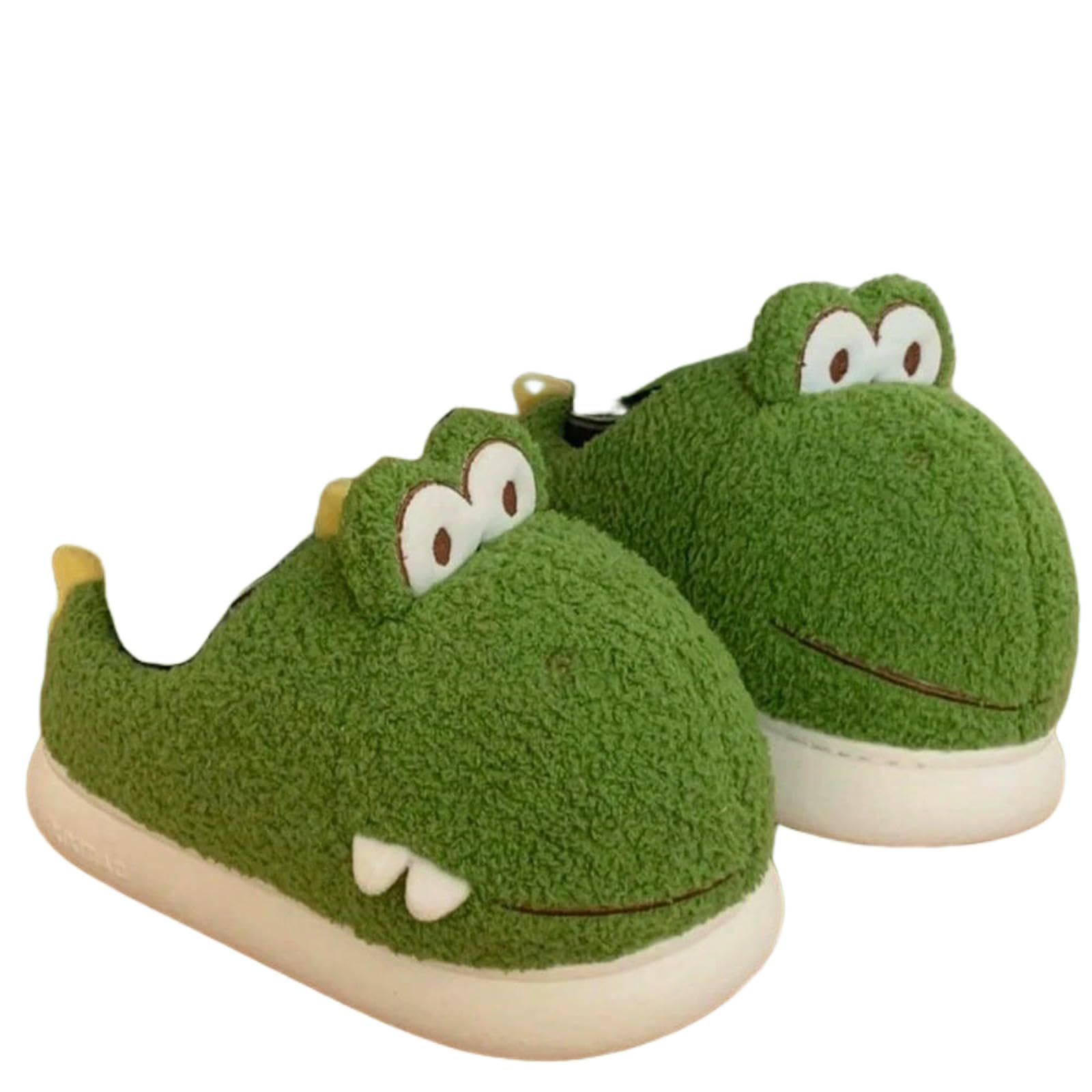 Pantoufles mignonnes dinosaure vertes parfaites pour cocooning à la maison en hiver