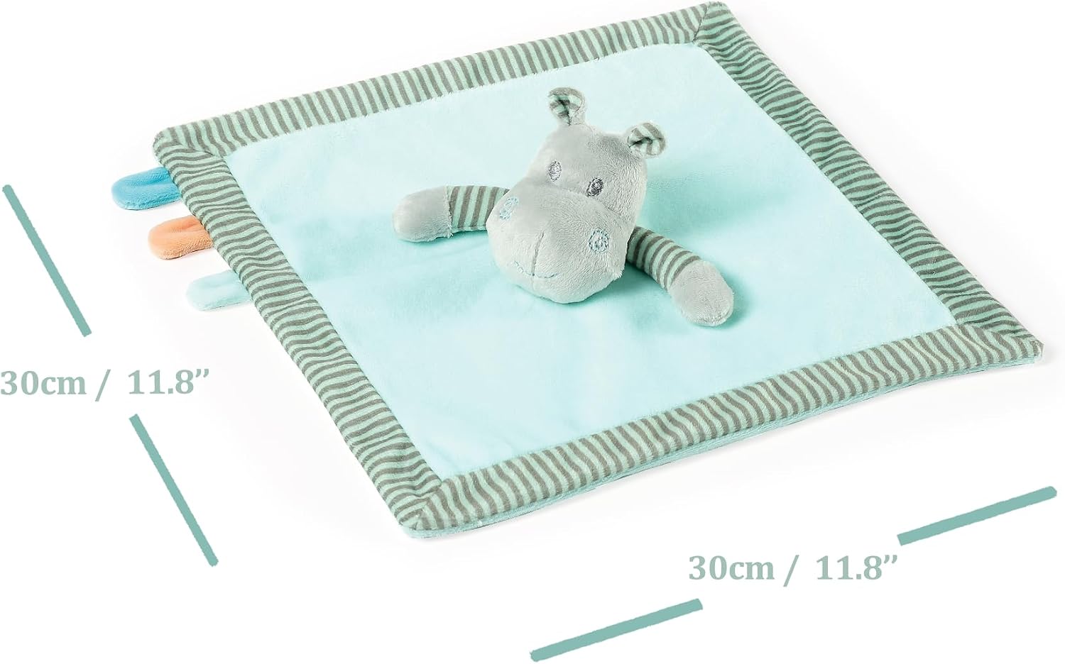 CREVENT Cozy Plush Baby Security Blanket, Soft Animal Lovey for Baby Girls and Boys, Comfort Blanket, Birthday Gift - Hippo image 3