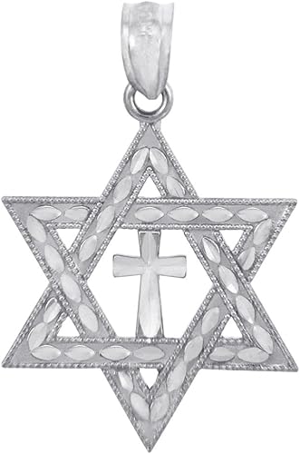 Miniatura 4 de Claddagh Gold Collar con colgante de cruz de estrella de David de plata de ley 925