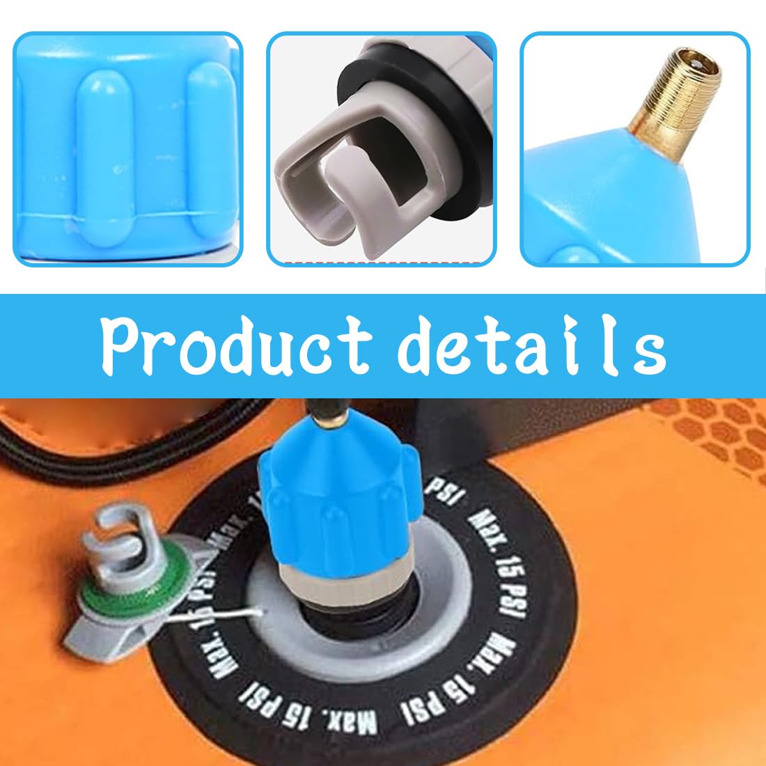 1 Pezzi Adattatore Per Valvola Sup, Adattatore Per Compressore Sup, Pompa Sup, Accessorio Per Pompa Sup, Pompa Elettrica Sup, Adattatore Per Pompe Per Kayak Dingy, Barche, Paddle（Blu）
