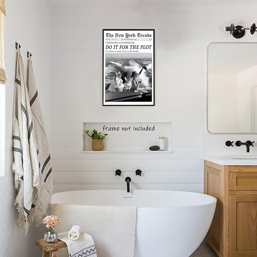 Miniatura 8 de Generic Póster de periódico retro en blanco y negro, arte de pared, impresiones en lienzo con texto en inglés "Do It for the Plot", pósteres