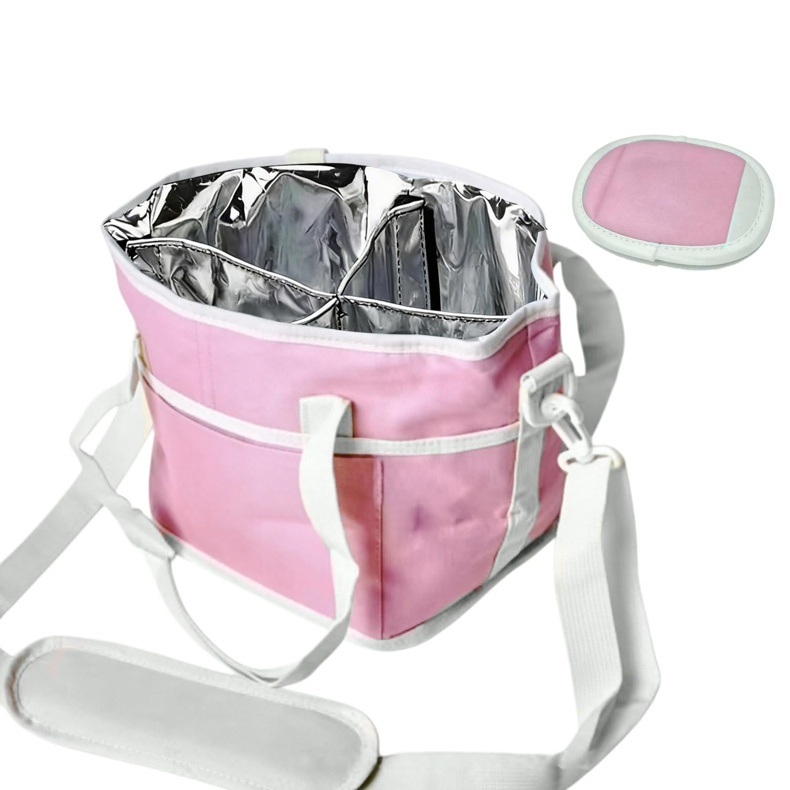 FOLODA Spill Proof Beverage Holder Organizers for Cars with Top Handle and Shoulder Strap 4 Compartment Drink Holder Leakproof Drink Carriers