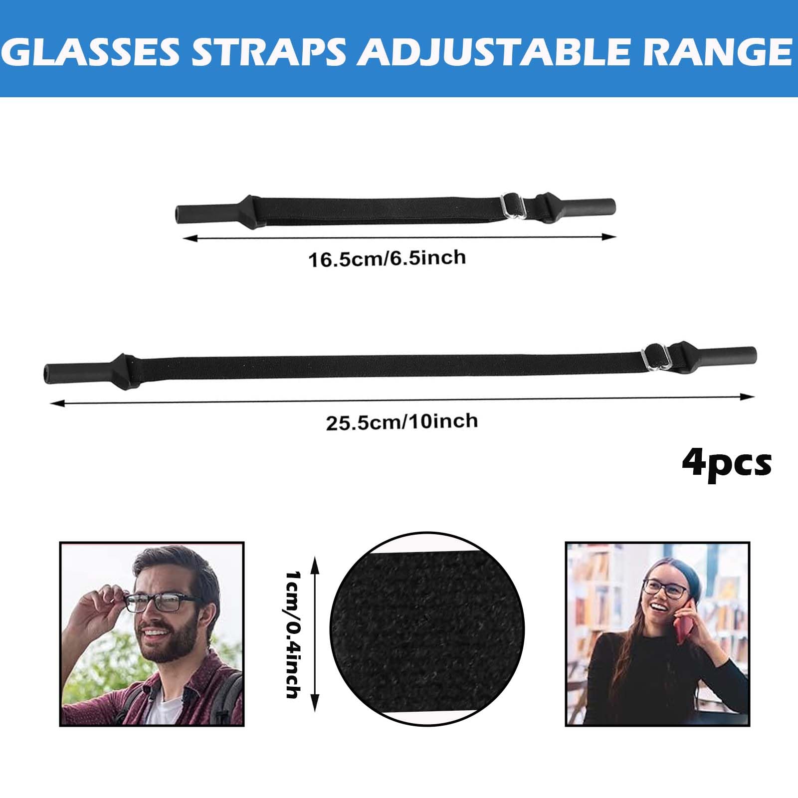 ​4PCS Specs Holder Strap, Spectacle Chain with Silicone Sleeves Adjustable Anti-Slip Eyeglass Retainer for Men & Women - Secure Fit for Glasses & Sunglasses (black) - Image 2 thumbnail