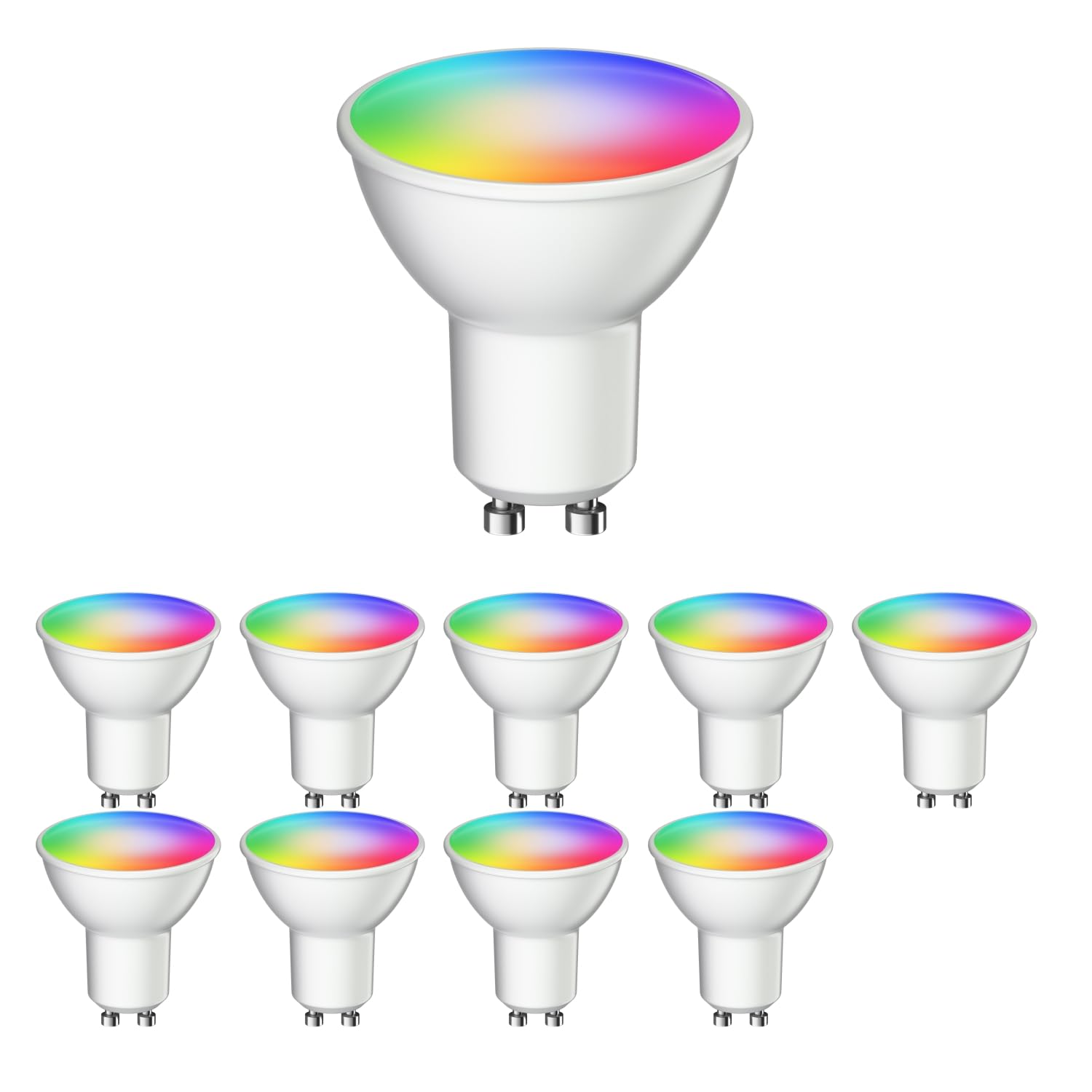 ledscom.de 10x GU10 LED RGB Leuchtmittel, PAR16, warmweiß - kaltweiß (2900-6200 K), 5,5 W, 473lm, 103°, Smart Home, WLAN, Alexa, matt