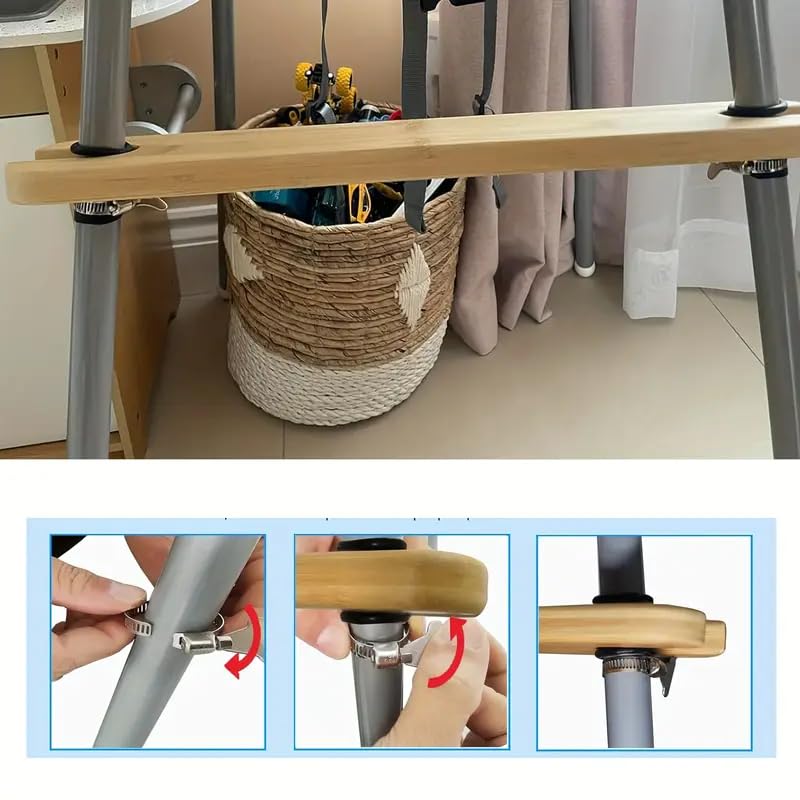 Highchair Foot Rest Accessories, 2 Set Universal Non-Slip Elastic Retainer Highchair Footrest Accessories, Footrest Compatible with IKEA Antilop High Chair (Metallic)