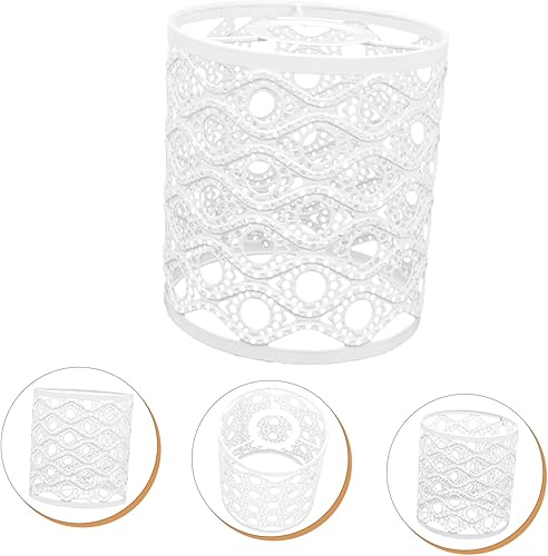Miniatura 5 de OSALADI Pantalla de lámpara de metal de bombilla blanca Pantalla de lámpara blanca Pantalla de lámpara colgante Pantalla de lámpara decorativa