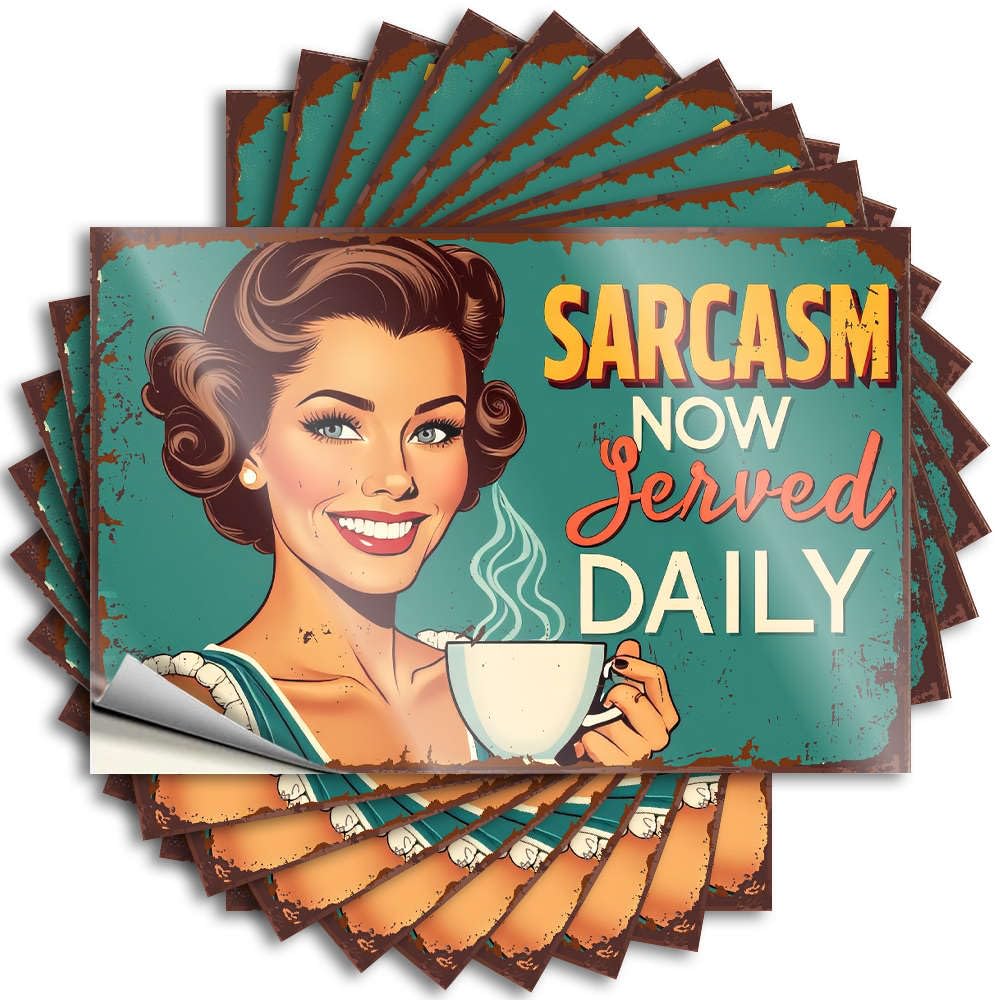 Sticker Teen Easy Apply | Sarcasm Now Served Daily. Fun Laptop Peel and Stick(8X12CM)