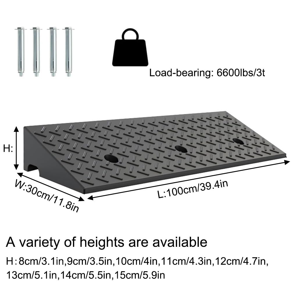 Driveway Curb Ramp, Wheelchair Threshold Ramps, Heavy Duty Kerb Ramps With Expansion Bolts, Height 4-18cm, For Driveway, Loading Dock, Garage, Sidewalk, Car, Truck, Scooter ( Size : 100x35x16cm - View #5
