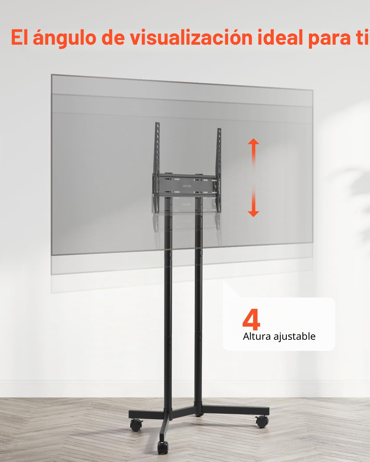 VEVOR Soporte de TV Enrollable para Televisores Planos y Curvos de 812,8-1651 mm, Soporte de TV Portátil de Altura Ajustable Capacidad de Peso de 40 kg (máx. VESA 400 x 400 mm) para Sala de Estar