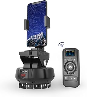 Yctze Motorized Panoramic Tripod Head, 360° Rotating 2.4G Wireless Remote Pan Tilt Head with Remote Control/Phone Clip, for SLR Cameras, Mirrorless Camera, Smartphones
