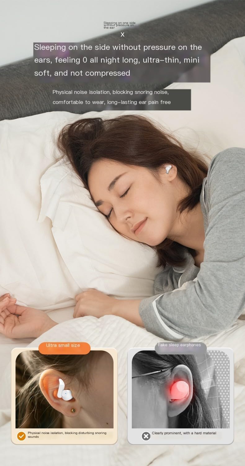 Auriculares inalámbricos para dormir con cancelación de ruido, diseño de silicona cómodo, ligeros y portátiles, uso nocturno (negro)