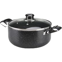 Mastercook Non Stick Casserole with Glass Lid 26cm - 6L Marble Finish Heavy Duty Round Ceramic Non Stick Coating Aluminium Casserole Pot Pan Dish with Double Bakelite Handles 26cm - 6L