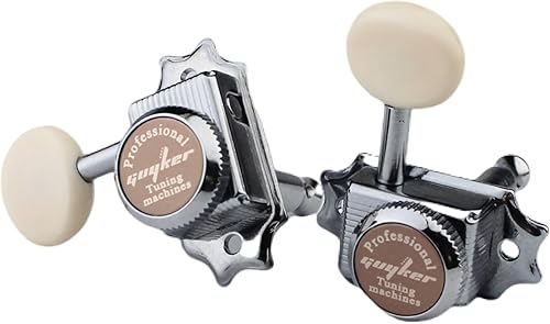 Miniatura 4 de Guyker Afinadores de bloqueo de guitarra (3L + 3R con manecillas)  Vintage Deluxe Lock String Tuning Key Pegs Machine, piezas de repuesto  Cromo,