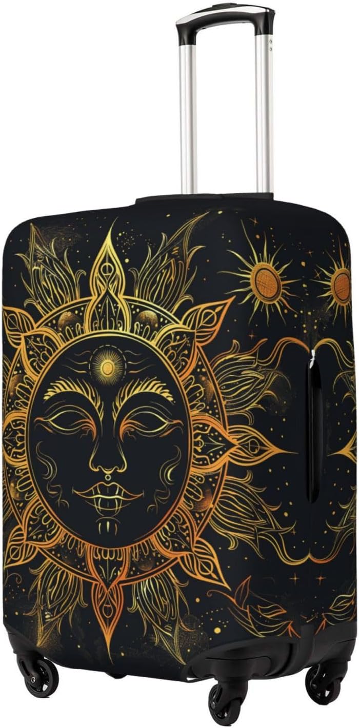 Mandala Sun Luggage Cover Washable Elastic Suitcase Cover Anti-Scratch Travel Luggage Protector Covers for Kids Adult L fits 25-28 inch Suitcase