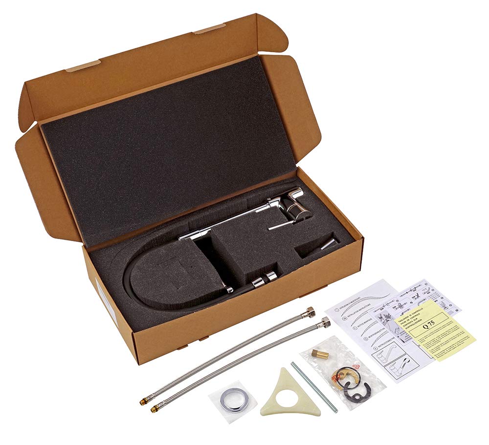 Paini - Grifo mezclador monomando para cocina, fregadero, cromado, palanca lateral orientable, con casquillo de ducha automático, diseño moderno, fabricado íntegramente y fabricado en Italia