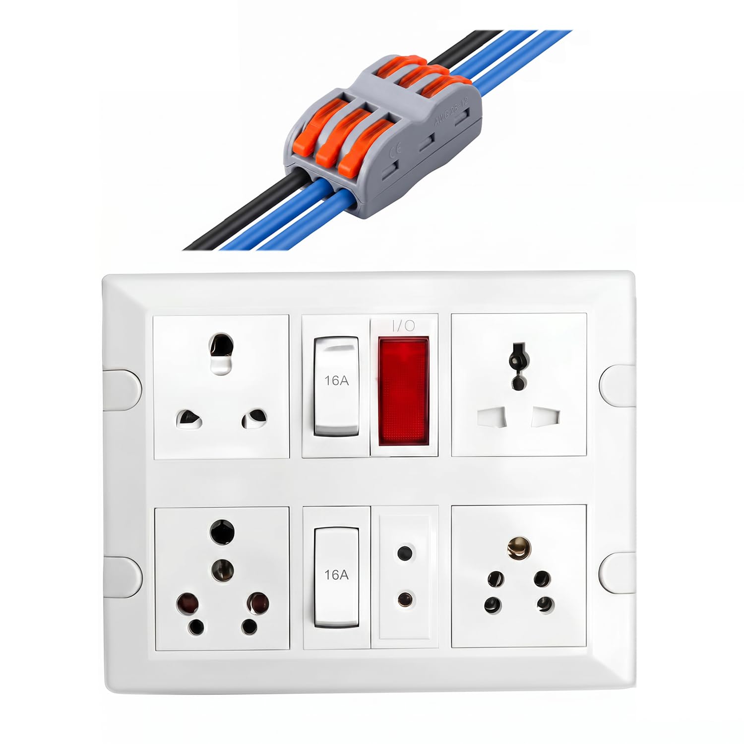Elegant Casa 6+16 Amp Electric Extension Board 4 Indian and Universal Sockets with Switches, Indicator Light for Small and Large Appliances with 16 Amp Plug Top 3 Core 2.5 Mm with PTC Connector-image-15