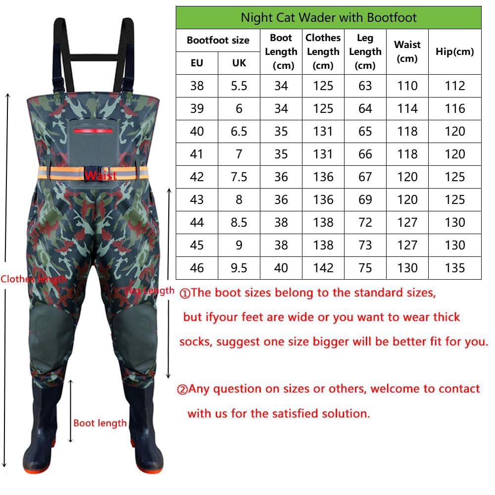 ENEN Waders Peche Homme Femme 36-46, Cuissarde de Peche Grande Taille, Nylon Composite PVC Pantalon de Bassin avec Bottes en Caoutchouc Antidérapant