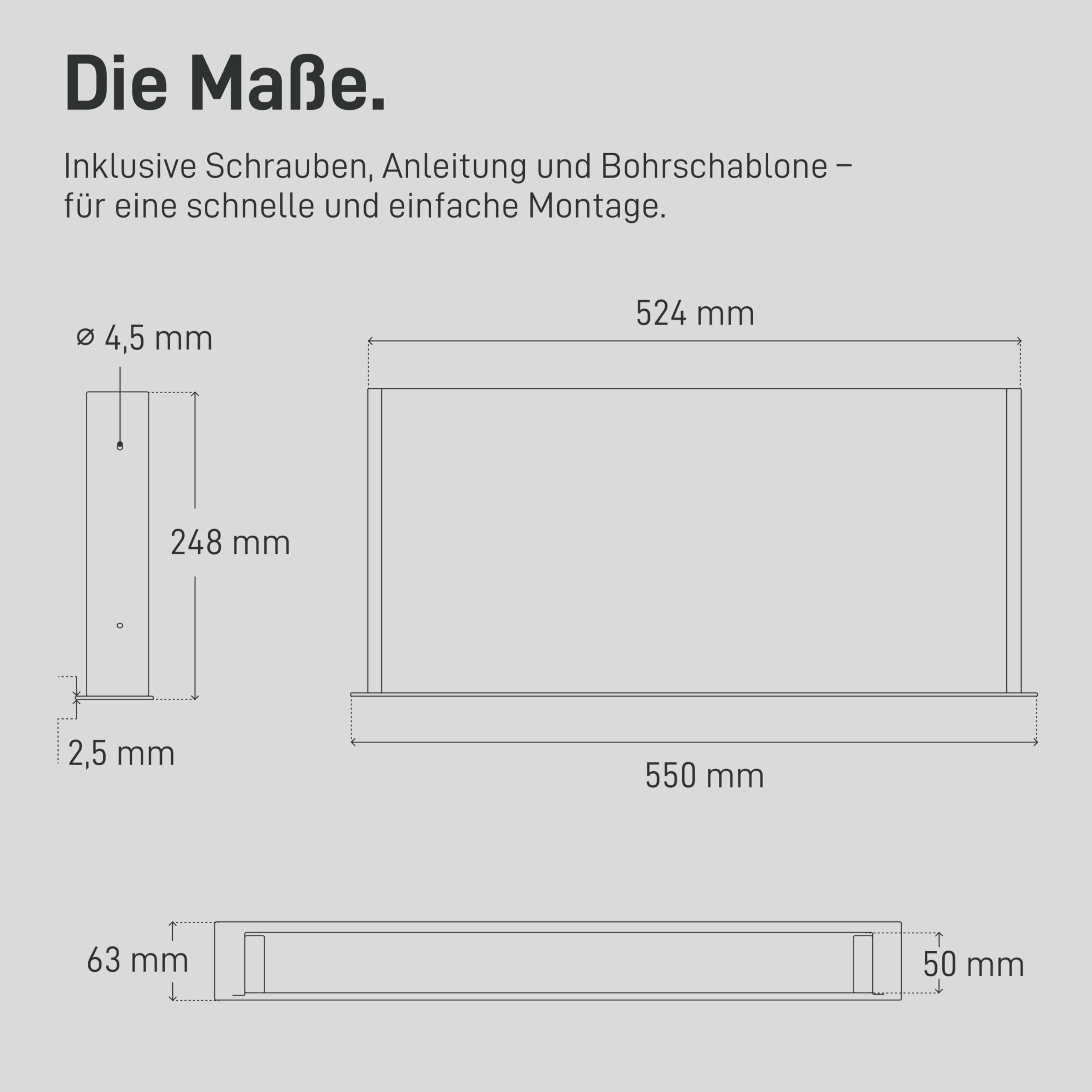 Natural Goods Berlin EXPERT Schublade Metall Schwarz mit Antirutschmatte - 55 x 25 x 5 cm - Untertisch Schublade Schubladen Unterbau Schublade Schreibtisch Under Desk Drawer Schublade Schreibtisch