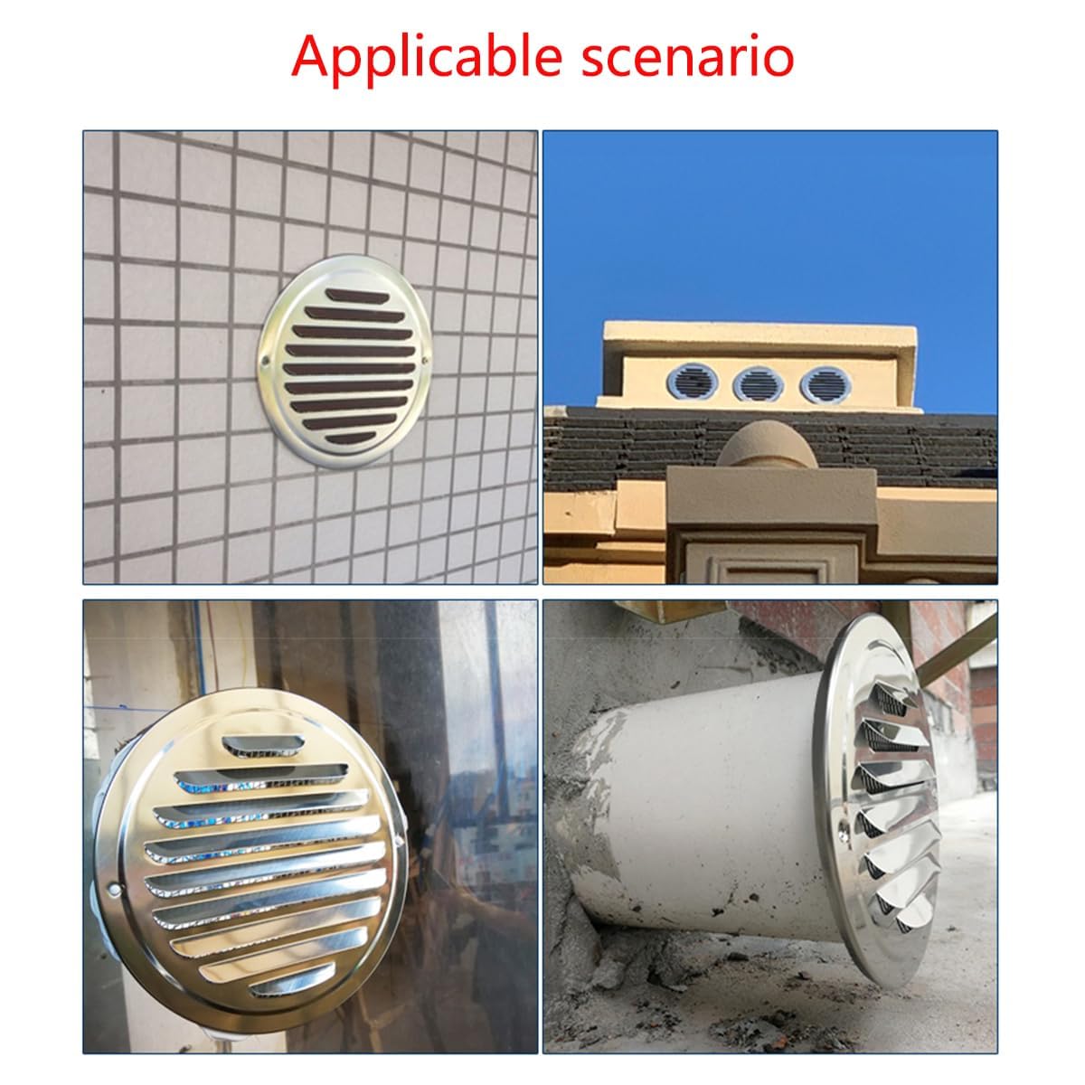 Qrity 304 Stainless Steel Round Ventilation Grill Screen Hood 120mm, Round Extractor Fan Vent Cover Grille Louvre - Image 4
