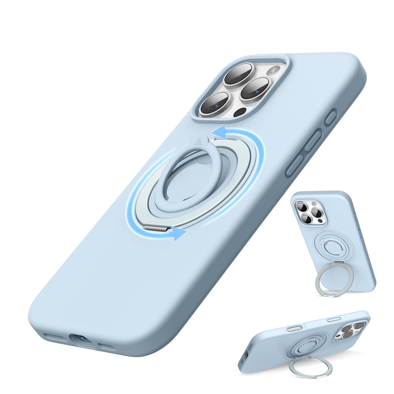 SURPHY Design for iPhone 16 Pro Max Case, with 360° Rotatable Magnetic Stand & Finger Ring