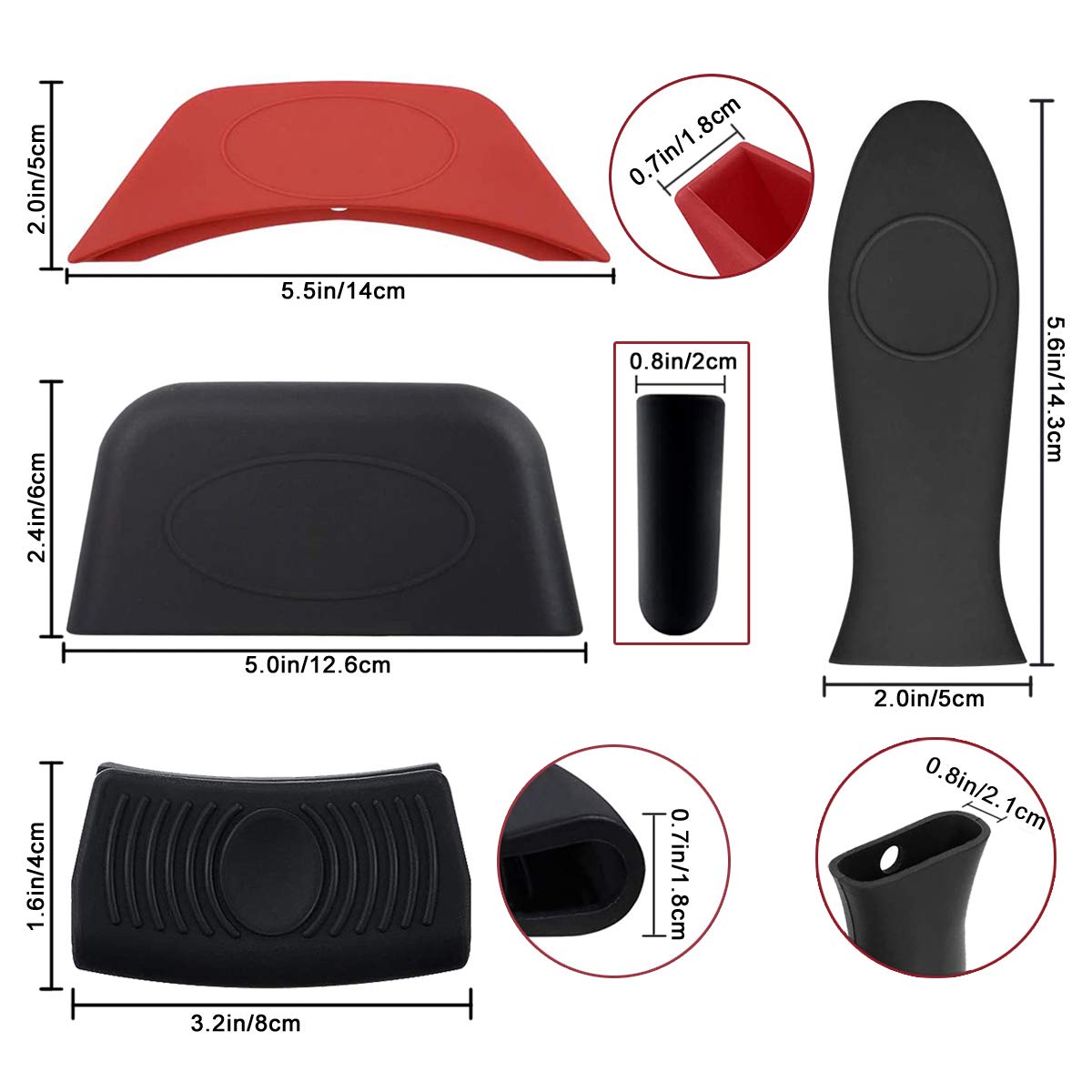 6-Pack Silicone Pot Handle Holders - Heat Resistant Up To 230°C, Non-Slip, Red/Orange/Black, Easy Clean - View #9
